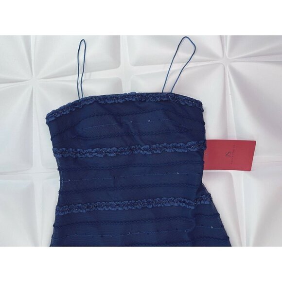 NWT JS Collections Sz 8 Blue Mesh Ruffle Sheath Dress Bolero Jacket Shrug Set m - Picture 8 of 12